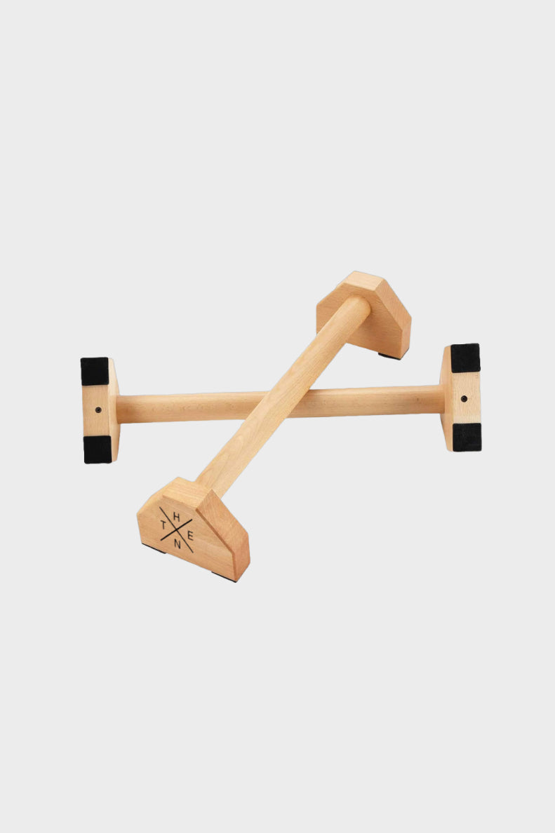 Sturdy wooden parallettes bars for home workouts and gymnastics training