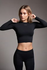 Thenx Cropped Long Sleeve Tee - Black 2c