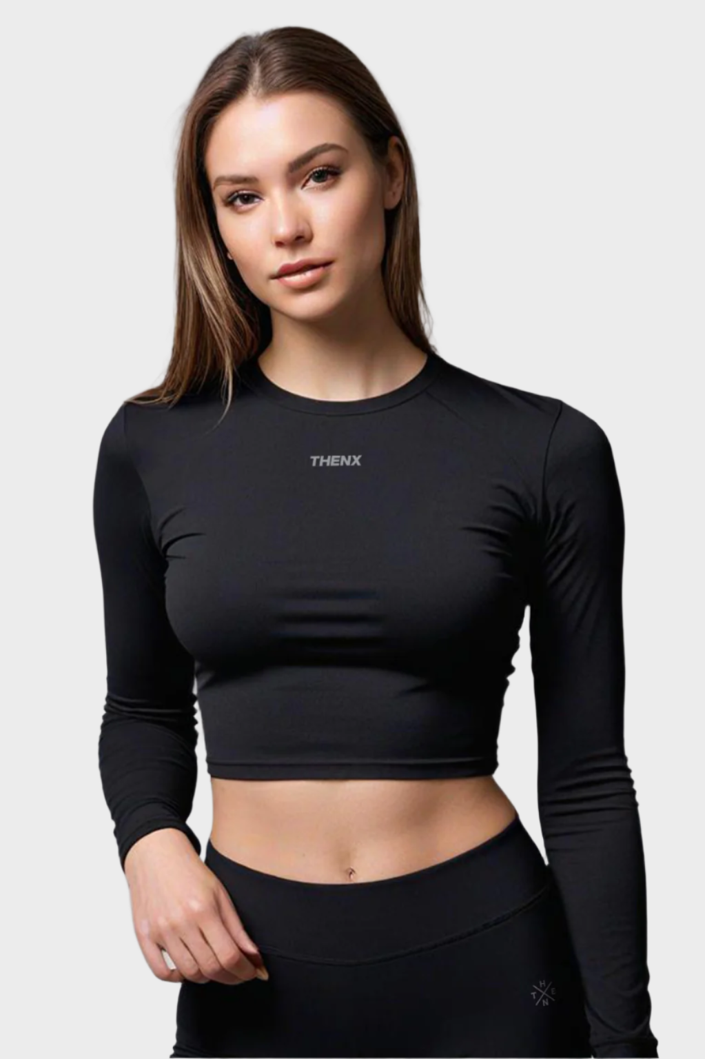 Thenx Cropped Long Sleeve Tee - Black 1c