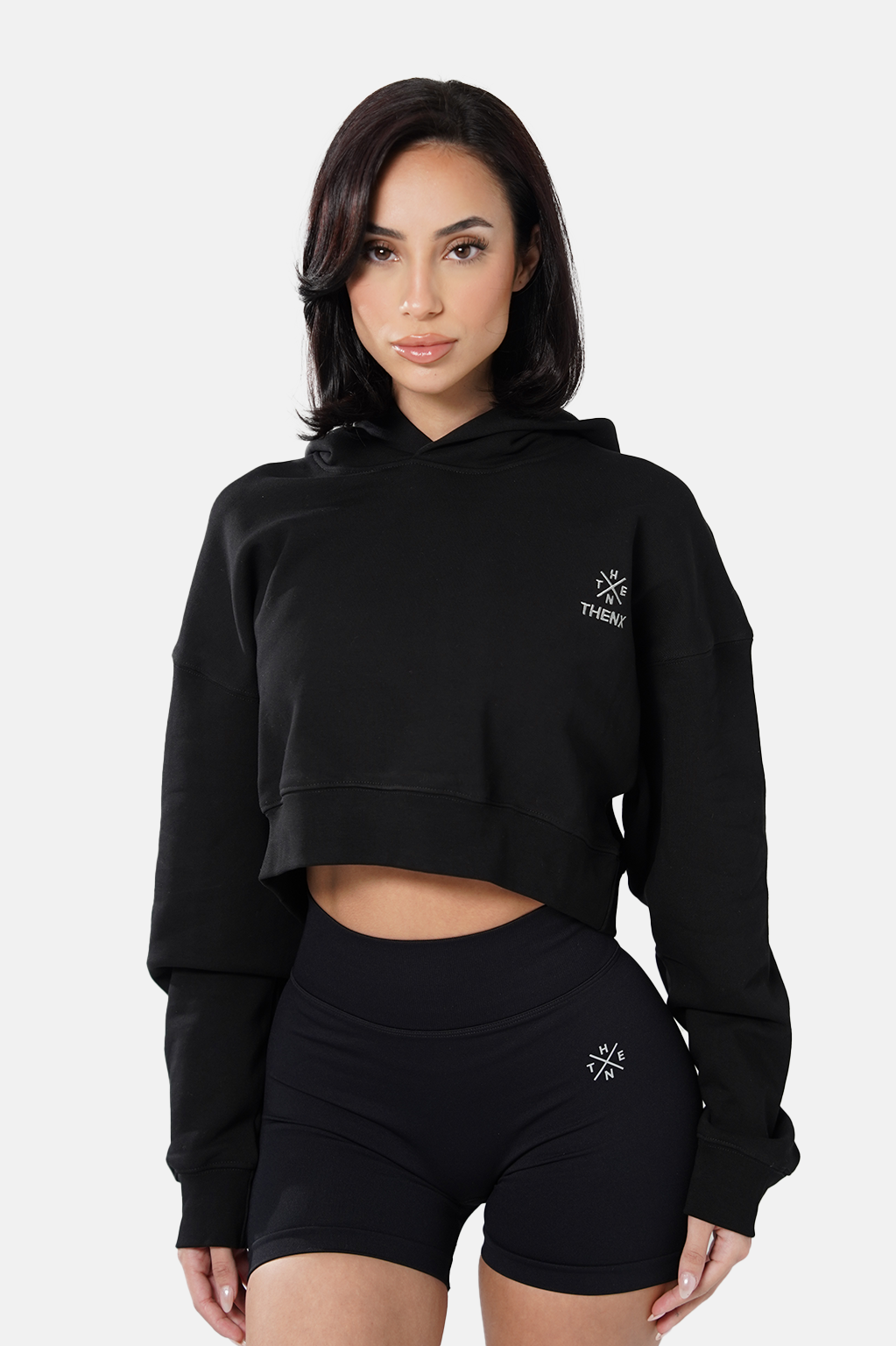 Thenx Women Cropped Hoodie - Black