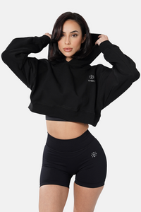 Thenx Women Cropped Hoodie - Black