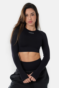 Thenx Cropped Long Sleeve Tee - Black