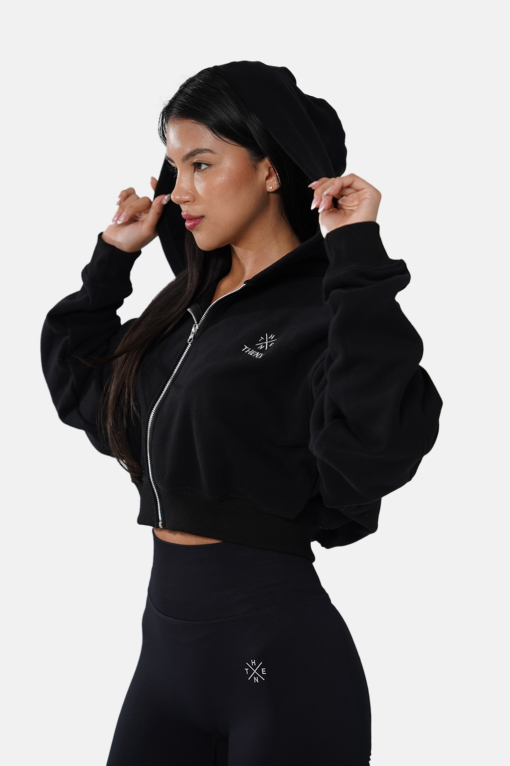 Thenx Women Zip Hoodie - Black