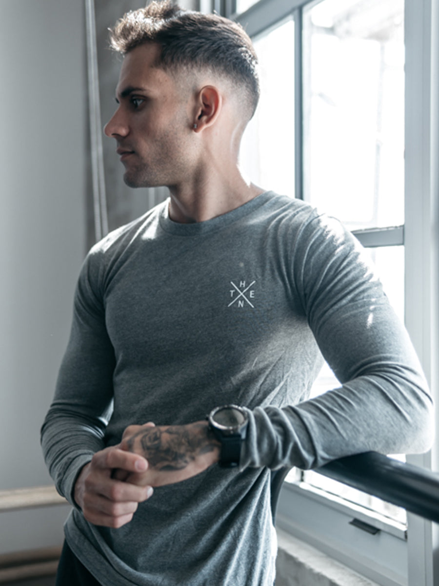 【ALLTIMERS】 LONG BLOCK LONGSLEEVE HEATHER GREY SKIMS SLEEP SUPER CROPPED LONG SLEEVE | LIGHT HEATHER GREY